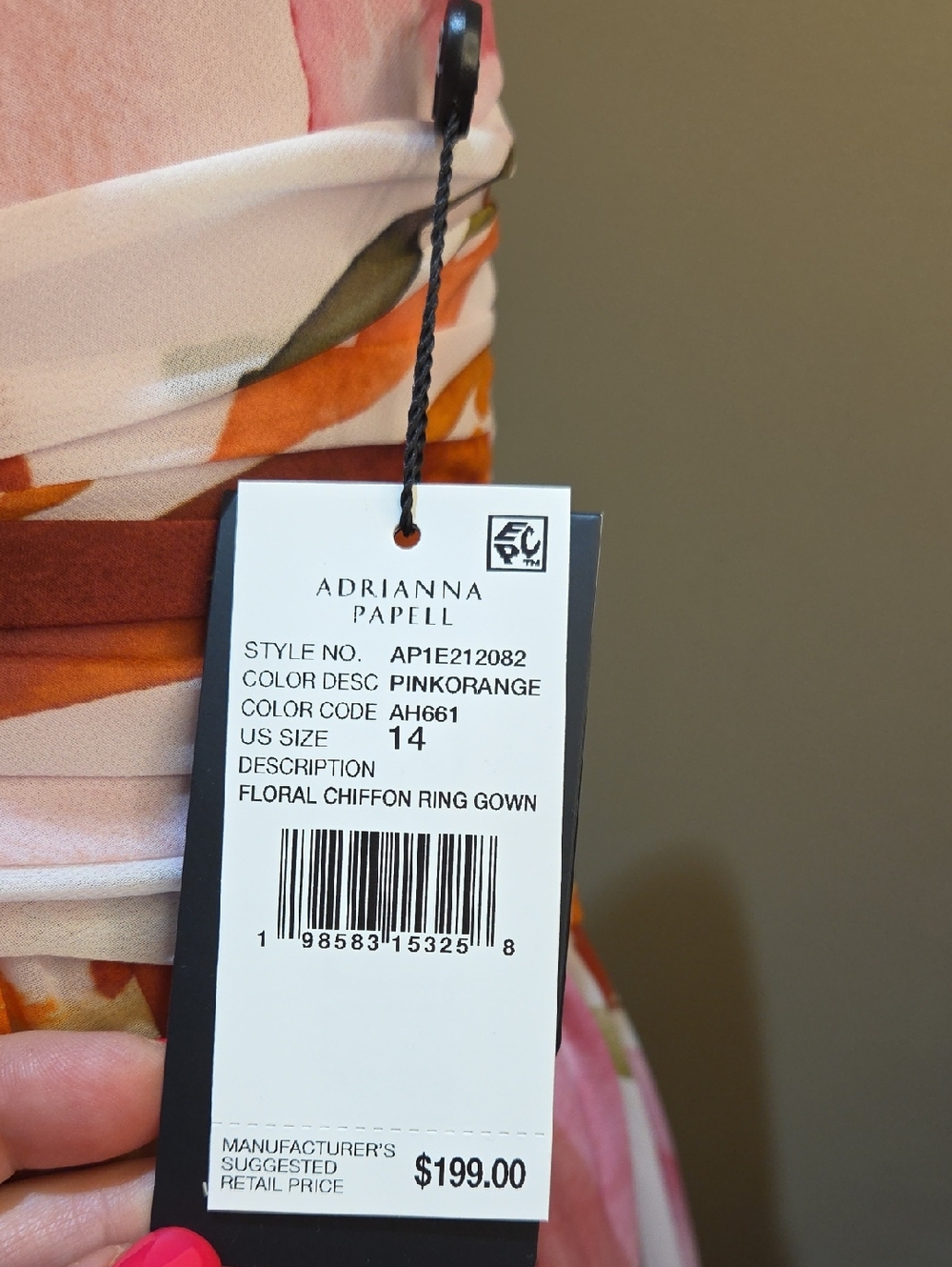 Nwt 14 $ 199 Adrianna Papell Pink & Orange Floral Halter Maxi Dress - Picture 4 of 17